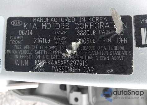 2015 Kia Forte Lx из США, поврежденный, VIN KNAFK4A6XF5297916